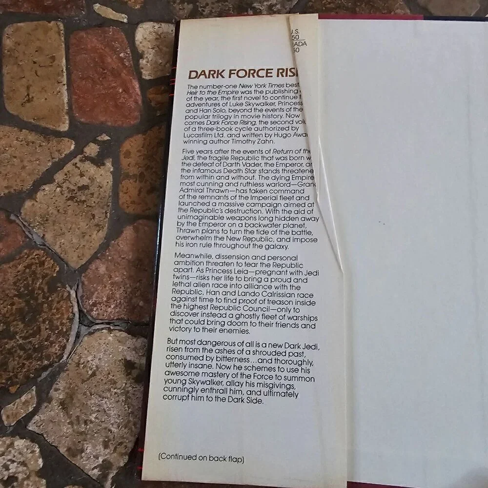 Vintage Star Wars Dark Force Rising Book By Timothy Zahn, Hardcover, Marks